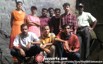 Inside Edakkal cave - Reena, Shali, Jayakrishnan, Rajeesh, Shiju, Bijumon, Joby, Abhilash, Reneesh, Azad